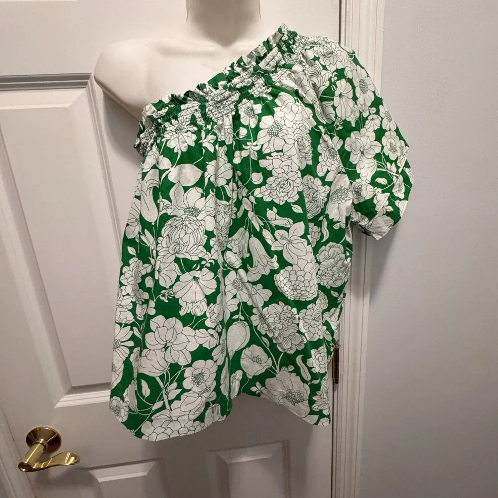 J.Crew size M  smocked floral one shoulder top
